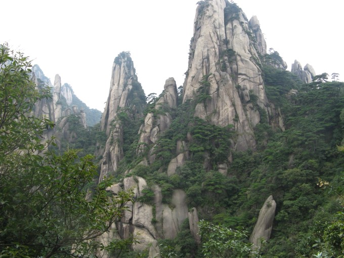 的篁岭景区。与其说景区不如说其实是一个村庄,一个生活在大山里的村子,旅游的开发让村子里的人都搬走了。先坐着大巴绕啊绕的爬上了山,下车后导游给了一个集合的时间,便让我们自由活动啦。先顺着指示牌来到了梯田,依山而建的梯田,一排排的,规模不是很大。有的还绿绿的,有的是金黄色,还有的己经是枯萎或是被火烧过的黑色。梯田上有人工建成的一个不是太长的吊桥,桥上有一块透明玻璃的地板。在桥上走走,又沿着梯田看看,我们一家都是第一次看到梯田,田边还长了很多各种各样的小花。壮壮无意中发现了蜂鸟,这个世上最小的小鸟的翅膀挥动的频